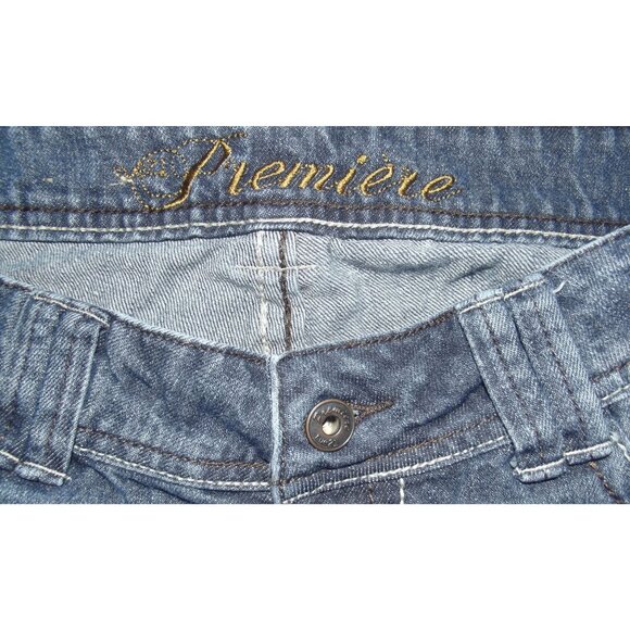 Rue21 Jeans Womens Size 9/10 x 35" Thick Stitch Boot Cut Distressed blue Cotton - Picture 4 of 11